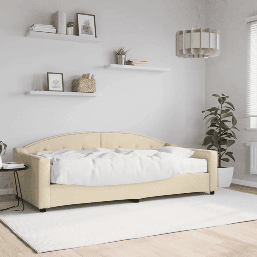 Sofá-cama, Sofá conversível com colchão 90x200 cm tecido cor creme