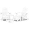 Cadeiras de jardim - Cadeiras de exterior Adirondack com apoio de pésmesa PEAD branco