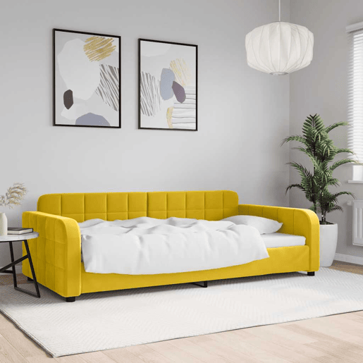 Sofá-cama, Sofá conversível 100x200 cm veludo amarelo Sofá-cama, Sofá conversível 100x200 cm veludo amarelo
