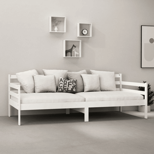 Sofá-cama, Sofá conversível com colchão 90x200 cm pinho maciço branco