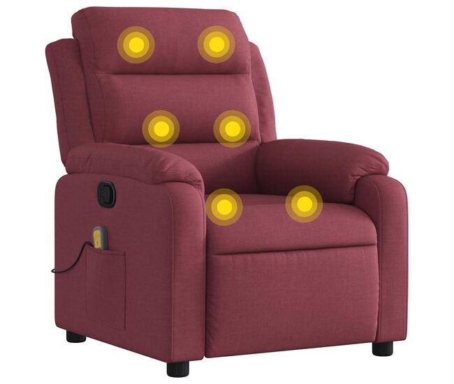 Sillón de masaje reclinable - sillón relax de tela color vino tinto