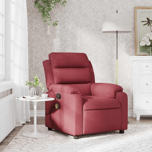 Poltrona de massagens reclinável - Poltrona relax tecido vermelho tinto