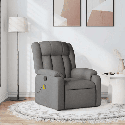 Poltrona de massagens reclinável - Poltrona relax tecido cinzento-escuro