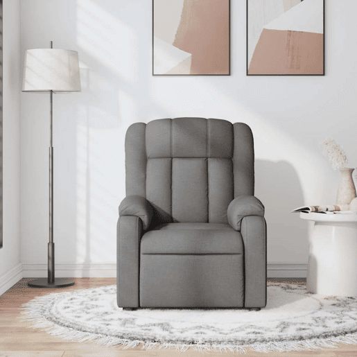 Poltrona de massagens reclinável - Poltrona relax tecido cinzento-escuro