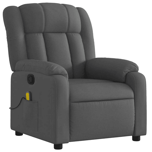 Poltrona de massagens reclinável - Poltrona relax tecido cinzento-escuro