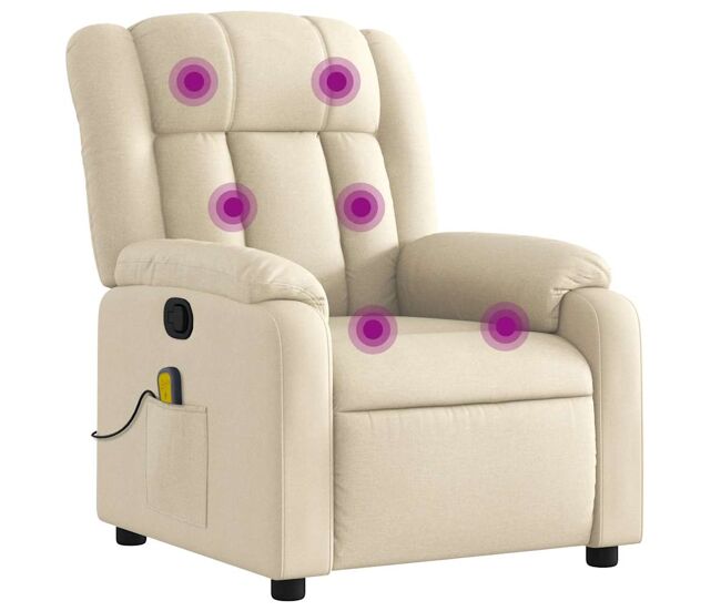 Sillón de masaje reclinable - sillón relax de tela crema