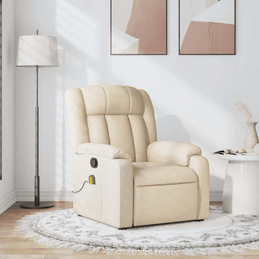 Poltrona de massagens reclinável - Poltrona relax tecido cor creme
