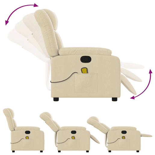 Poltrona de massagens reclinável - Poltrona relax tecido cor creme