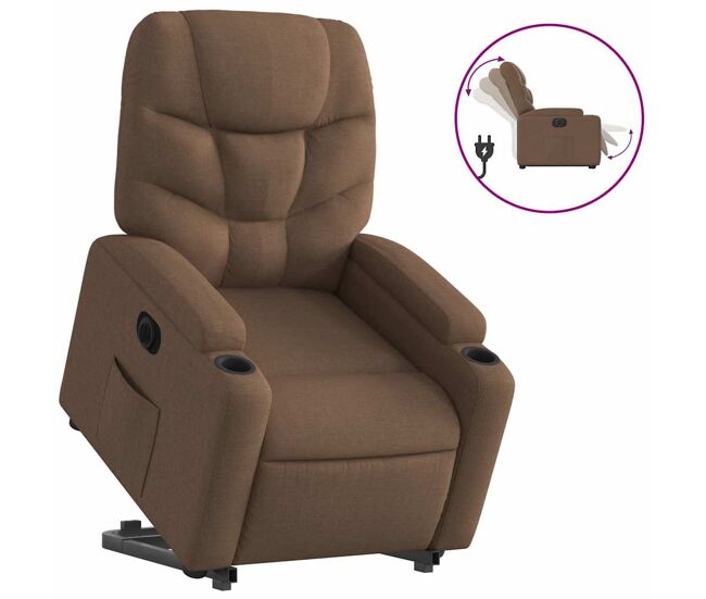 Sillón eléctrico reclinable elevable - sillón relax de tela marrón