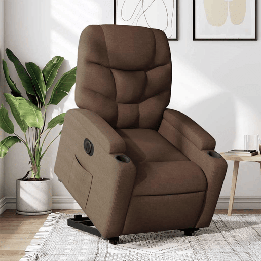 Poltrona reclinável - Poltrona relax elétrica tecido castanho