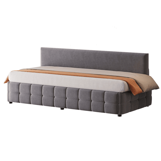 Cama multifuncional 90x200 cm - Com arrumação hidráulica, encosto sem braços, padrão xadrez - Cinza escuro
