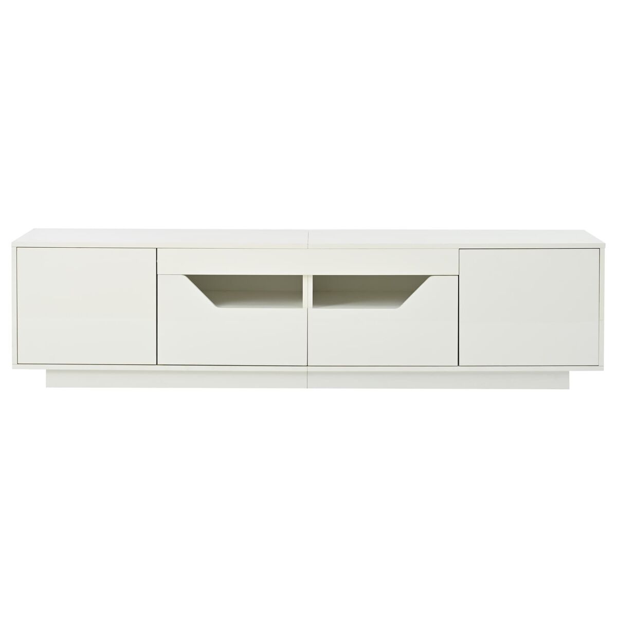 mueble tv 180x40x45 cm - lowboard con 2 cajones y 2 armarios con led para tv de 75 blanco