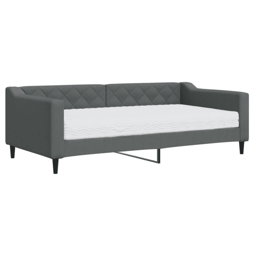 Sofá-cama, Sofá conversível com colchão 90x190 cm tecido cinzento-escuro