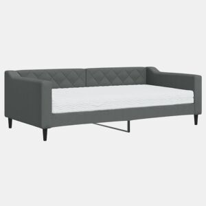 Sofá-cama, Sofá conversível com colchão 90x190 cm tecido cinzento-escuro