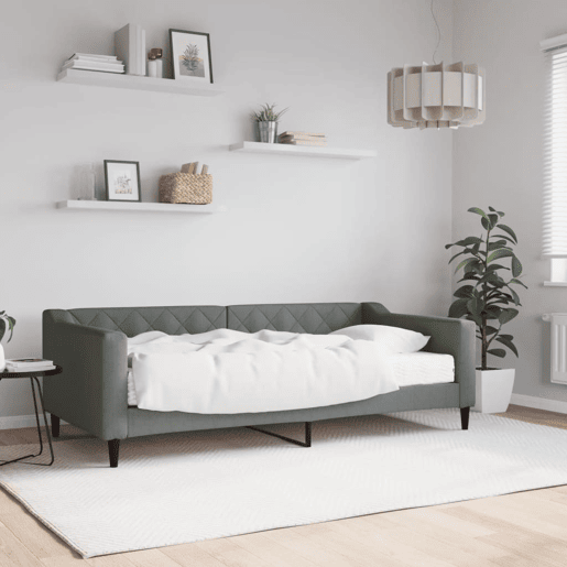 Sofá-cama, Sofá conversível com colchão 90x190 cm tecido cinzento-escuro