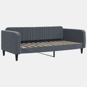 Sofá-cama, Sofá conversível 100x200 cm veludo cinzento-escuro