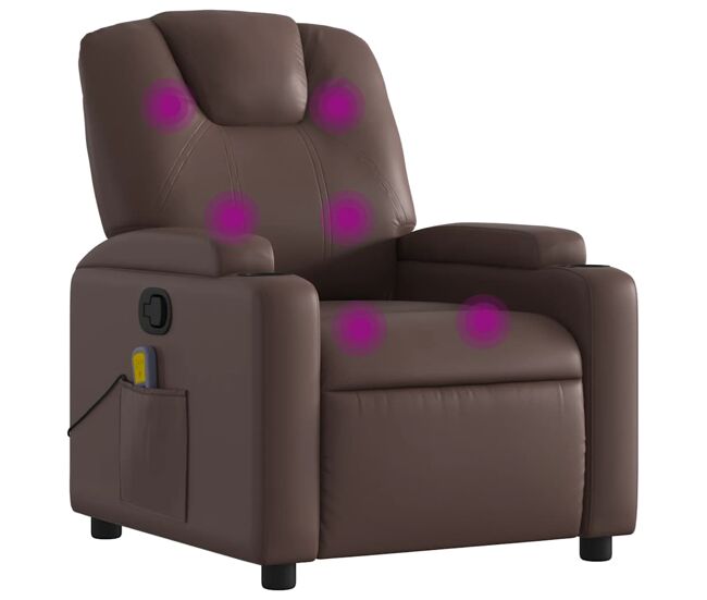 Sillón de masaje reclinable - sillón relax cuero sintético marrón