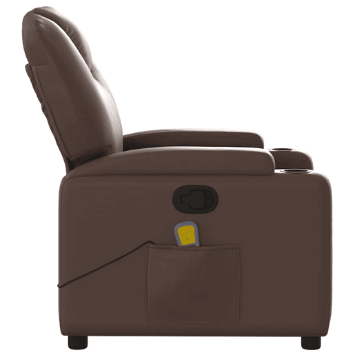 Poltrona de massagens reclinável - Poltrona relax couro artificial castanho