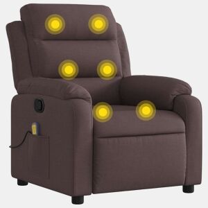 Poltrona de massagens reclinável - Poltrona relax tecido castanho-escuro
