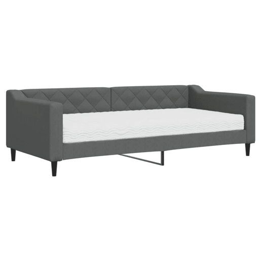 Sofá-cama, Sofá conversível com colchão 90x200 cm tecido cinzento-escuro