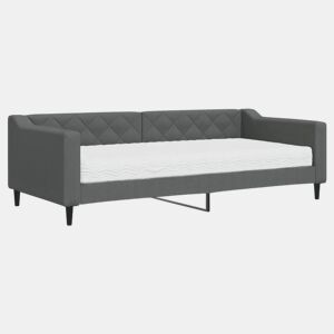 Sofá-cama, Sofá conversível com colchão 90x200 cm tecido cinzento-escuro