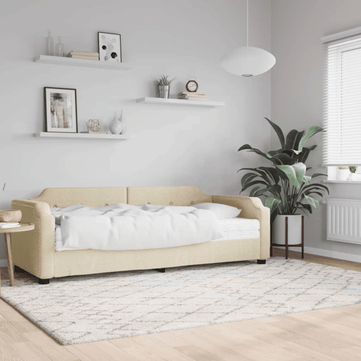 Sofá-cama, Sofá conversível com colchão 90x200 cm tecido cor creme