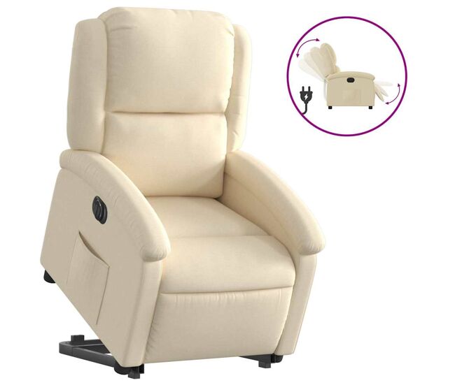 Sillón eléctrico reclinable elevable - sillón relax de tela color crema