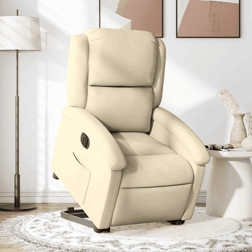Poltrona reclinável - Poltrona relax elétrica tecido cor creme