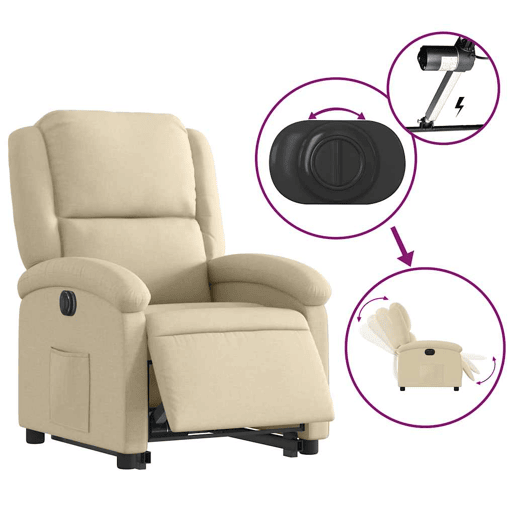 Poltrona reclinável - Poltrona relax elétrica tecido cor creme