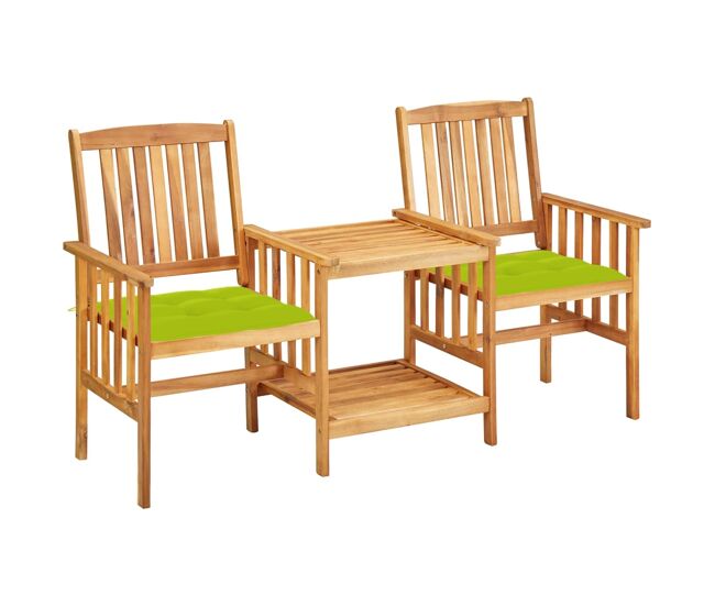 Conjunto de sillas y mesita de jardín - muebles de jardín con cojines madera maciza acacia