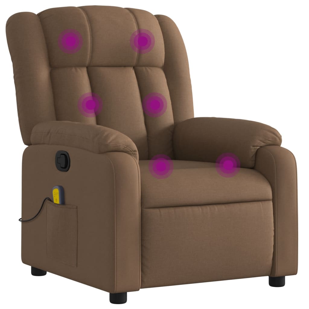 Sillón reclinable - sillón relax con masaje de tela marrón