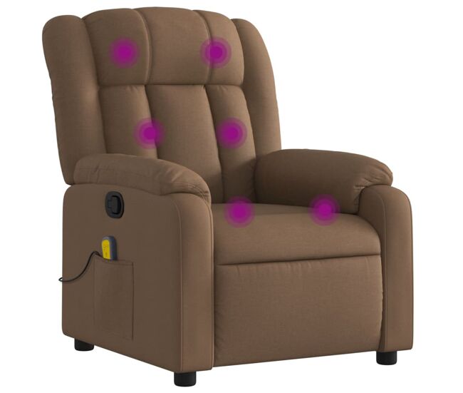 Sillón reclinable - sillón relax con masaje de tela marrón