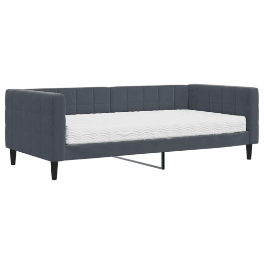 Sofá-cama, Sofá conversível com colchão 90x190 cm veludo cinzento-escuro