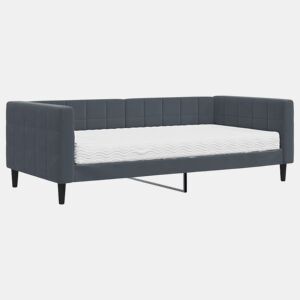 Sofá-cama, Sofá conversível com colchão 90x190 cm veludo cinzento-escuro