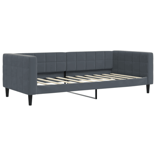 Sofá-cama, Sofá conversível com colchão 90x190 cm veludo cinzento-escuro