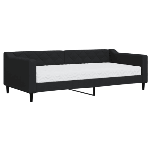 Sofá-cama, Sofá conversível com colchão 90x200 cm tecido preto