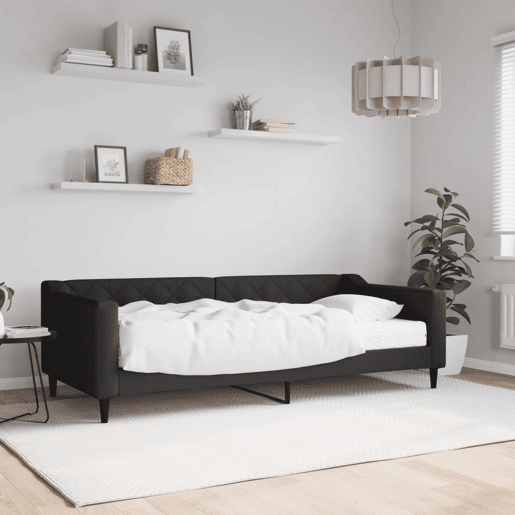 Sofá-cama, Sofá conversível com colchão 90x200 cm tecido preto