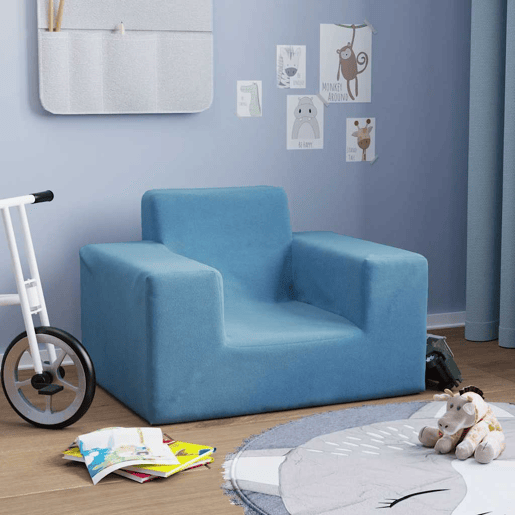 Sofá infantil, Sofá para criança pelúcia macia azul Sofá infantil, Sofá para criança pelúcia macia azul