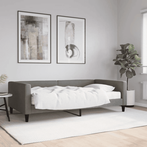Sofá-cama, Sofá conversível com colchão 100x200 cm tecido cinzento-escuro