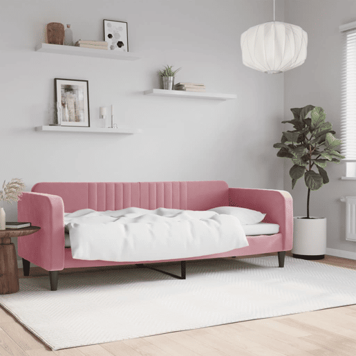 Sofá-cama, Sofá conversível 80x200 cm veludo rosa Sofá-cama, Sofá conversível 80x200 cm veludo rosa