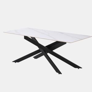 Mesa Sala de Jantar, Estrela (Estilo Mármore, Preto)