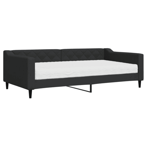 Sofá-cama, Sofá conversível com colchão 100x200 cm tecido preto