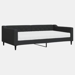 Sofá-cama, Sofá conversível com colchão 100x200 cm tecido preto