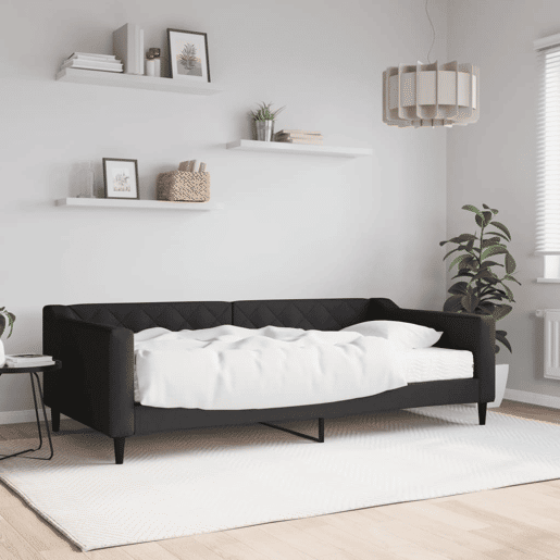 Sofá-cama, Sofá conversível com colchão 100x200 cm tecido preto