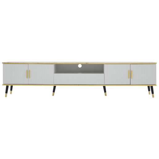 Móvel para TV 200x40x46 cm - Madeira, 2 portas, 1 gaveta, para TVs até 90 - Branco Móvel para TV 200x40x46 cm - Madeira, 2 portas, 1 gaveta, para TVs até 90 - Branco
