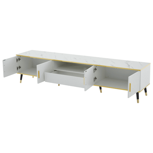 Móvel para TV 200x40x46 cm - Madeira, 2 portas, 1 gaveta, para TVs até 90 - Branco Móvel para TV 200x40x46 cm - Madeira, 2 portas, 1 gaveta, para TVs até 90 - Branco