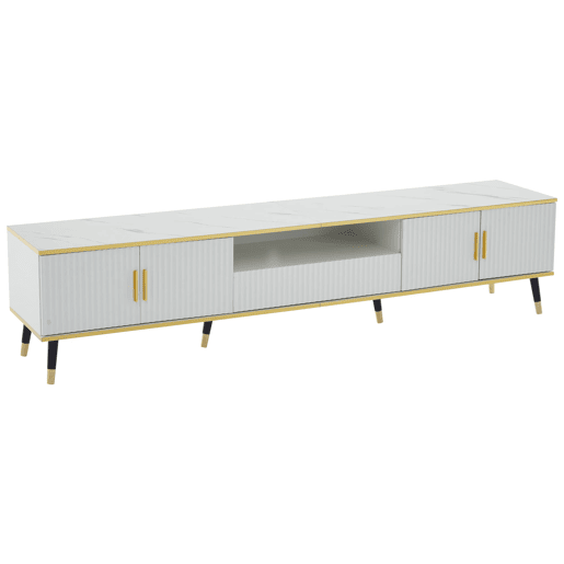 Móvel para TV 200x40x46 cm - Madeira, 2 portas, 1 gaveta, para TVs até 90 - Branco Móvel para TV 200x40x46 cm - Madeira, 2 portas, 1 gaveta, para TVs até 90 - Branco
