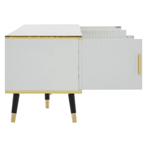 Móvel para TV 200x40x46 cm - Madeira, 2 portas, 1 gaveta, para TVs até 90 - Branco Móvel para TV 200x40x46 cm - Madeira, 2 portas, 1 gaveta, para TVs até 90 - Branco