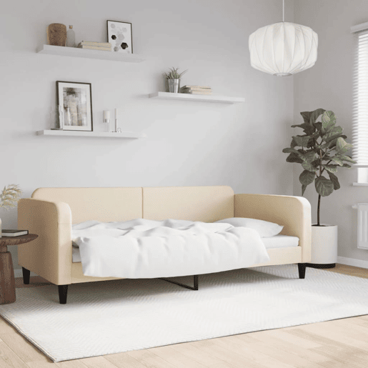 Sofá-cama, Sofá conversível 100x200 cm tecido cor creme