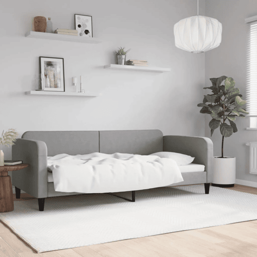 Sofá-cama, Sofá conversível 90x200 cm tecido cinzento-claro Sofá-cama, Sofá conversível 90x200 cm tecido cinzento-claro